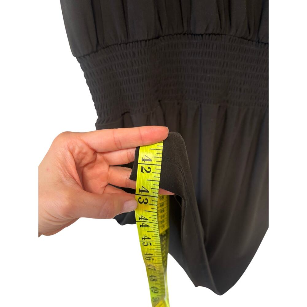 White House Black Market Black Blouson Dress Women’s XL Short Sleeve Stretch - Picture 8 of 9